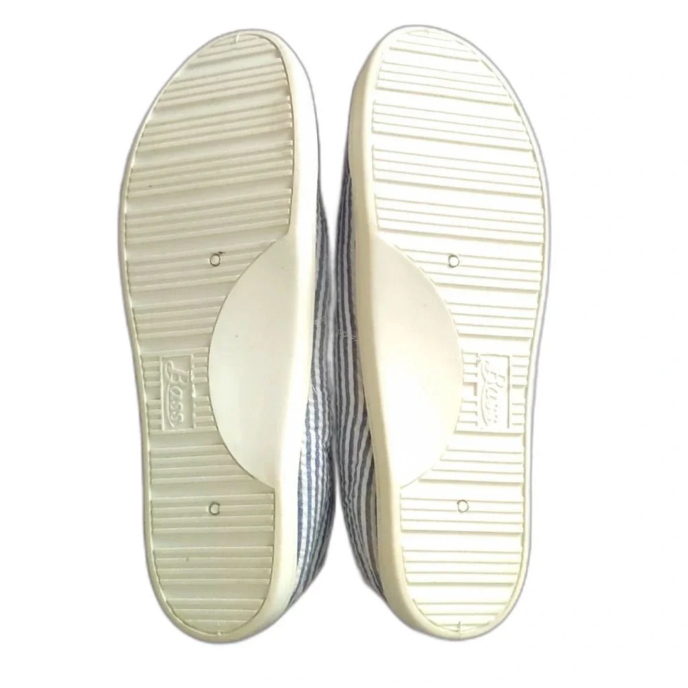 Bass Sneakers Tennis Shoes Blue and White Canvas Ticking Women Shoes 9.5